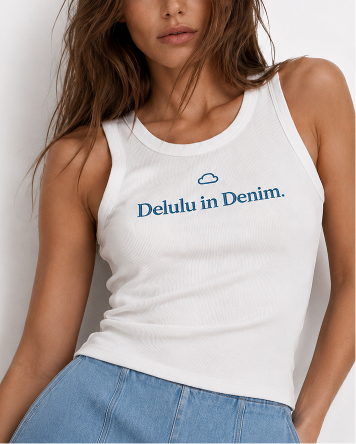 Delulu in Denim Top